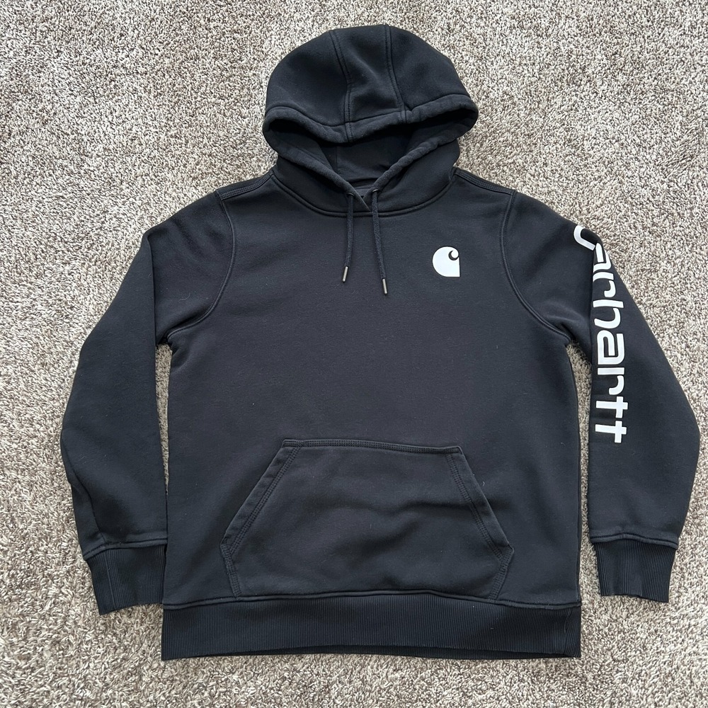 Carhartt Women's L (12-14) Relaxed Midweight Clarksburg Graphic Hoodie Black